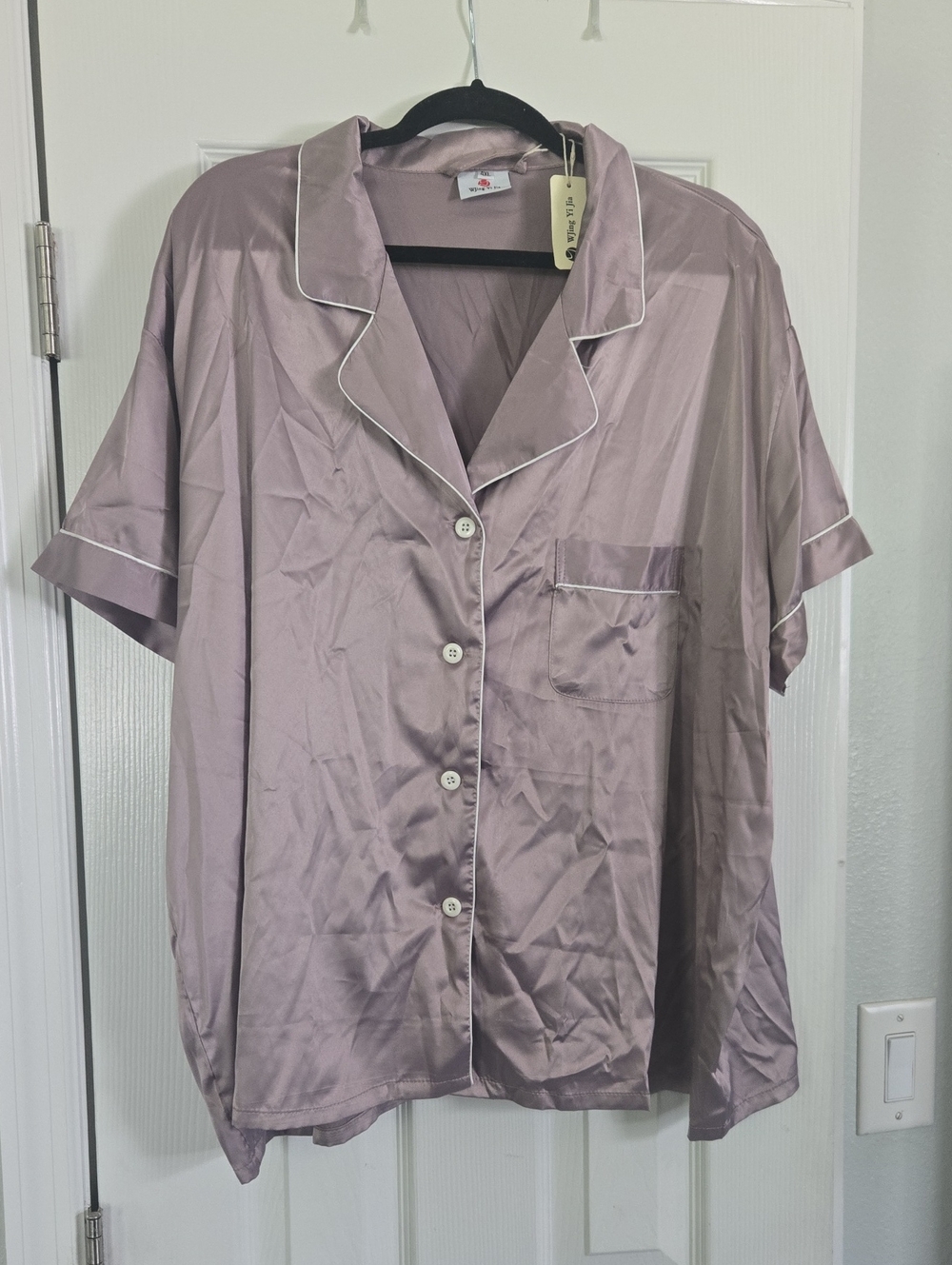 Silky Short-Sleeve Pajama Top - Dusty Mauve